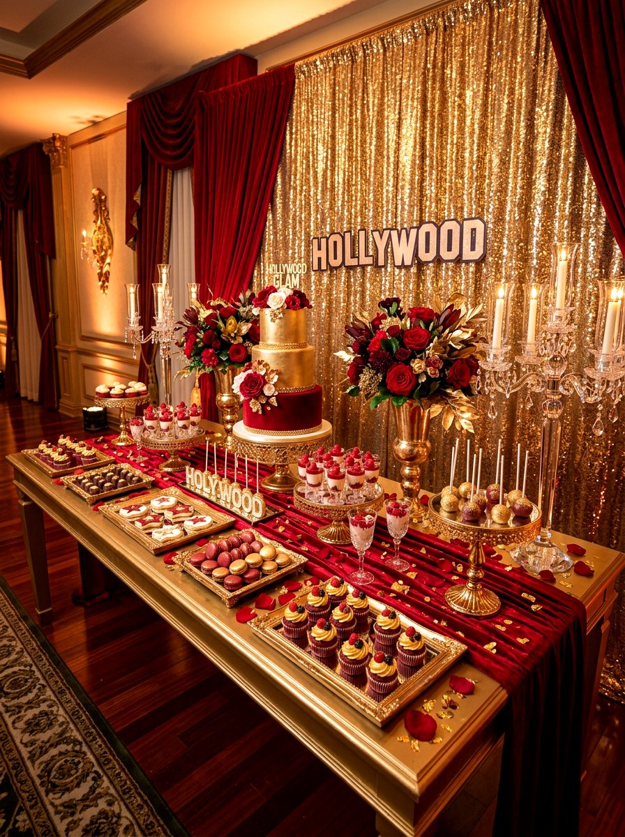 Hollywood Glam Dessert Table - 30 dessert table decor ideas