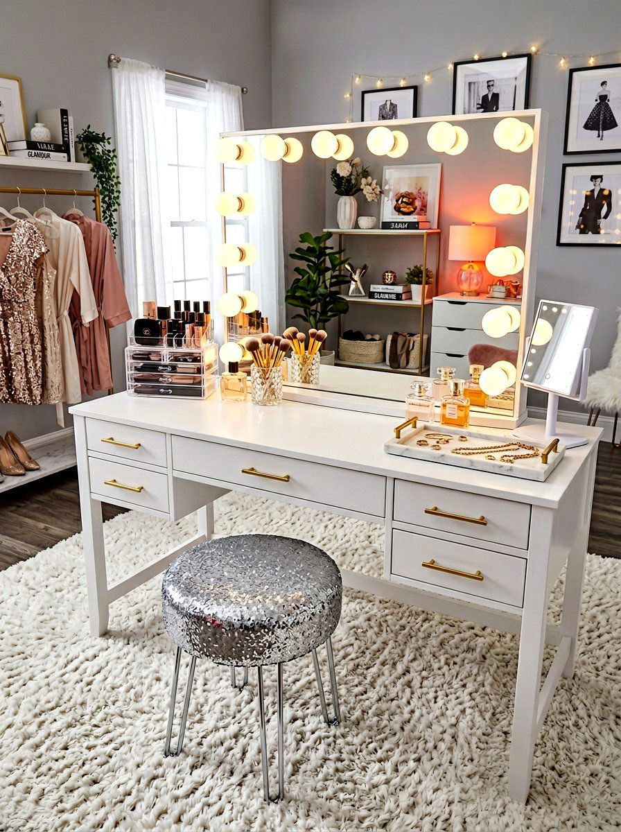 Hollywood Mirror Vanity - 30 dressing table ideas