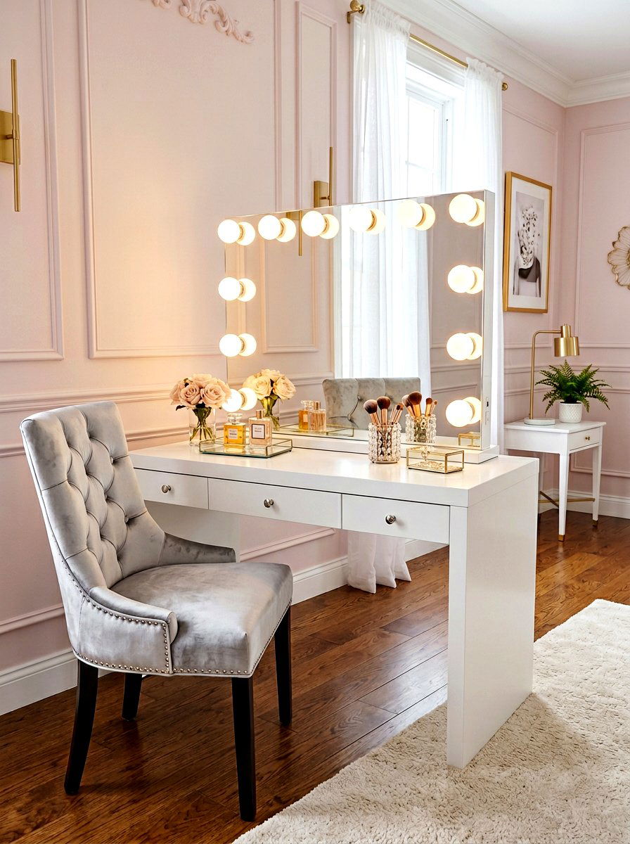 Hollywood Mirror Vanity - 30 makeup vanity ideas