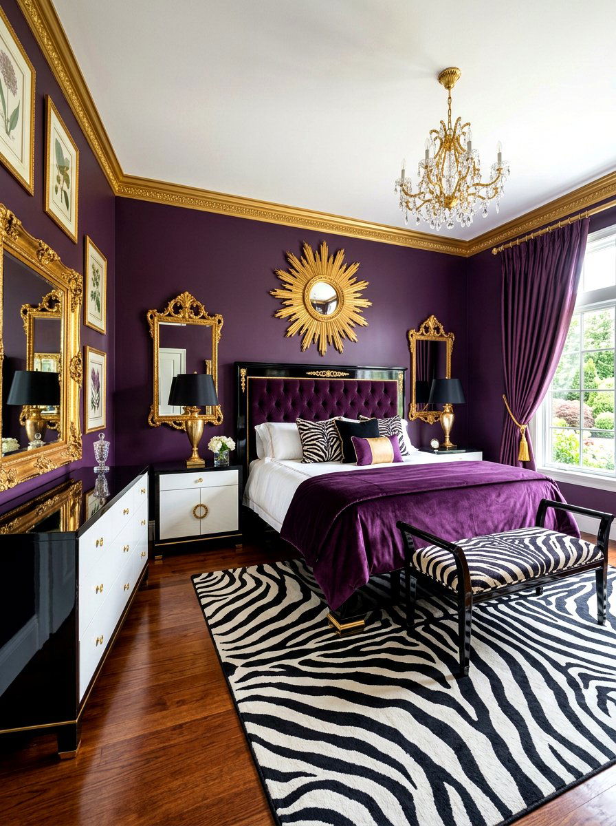 Hollywood Regency Aubergine Bedroom - 30 aubergine bedroom ideas