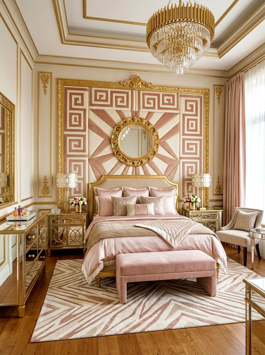 Hollywood Regency Bedroom - 30 blush and beige bedroom ideas