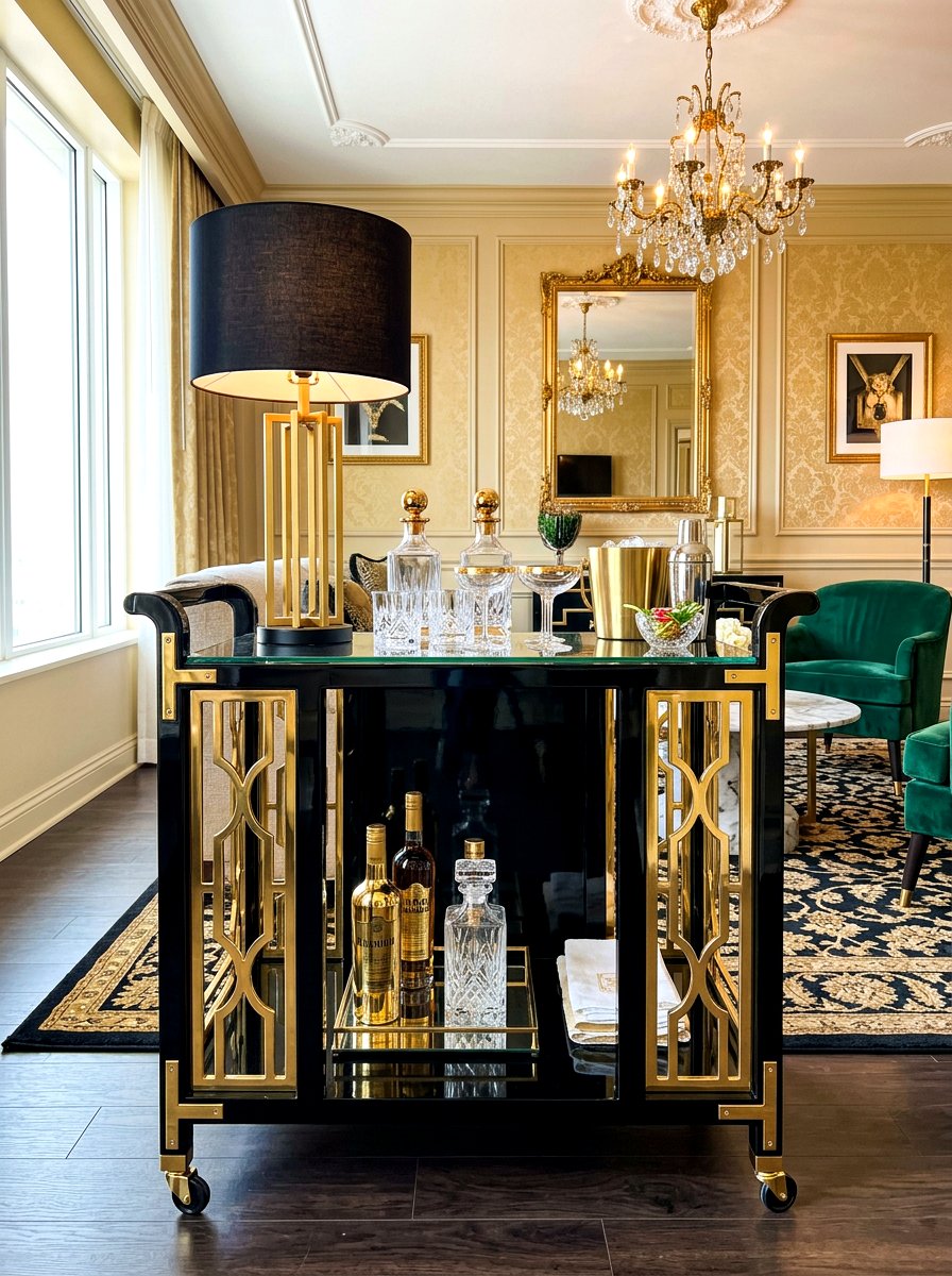 Hollywood Regency Cart - 30 champagne cart decor ideas