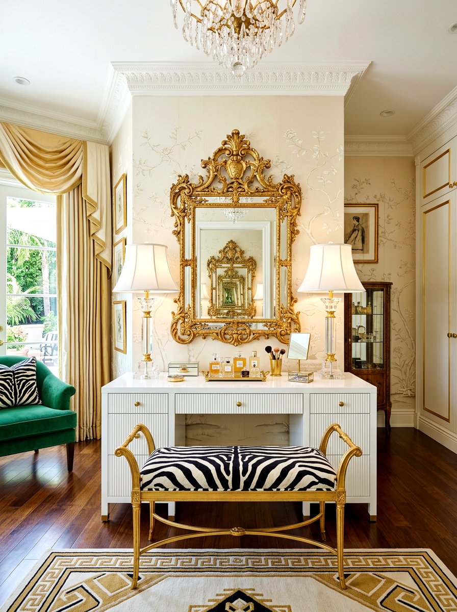Hollywood Regency Dressing Space - 30 bedroom dressing lounge ideas