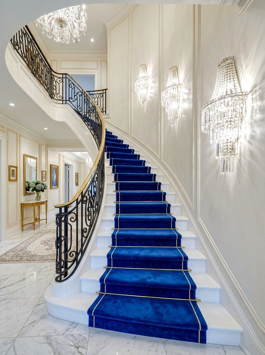 Hollywood Regency Stairway Crystal Sconce - 30 stair lighting ideas