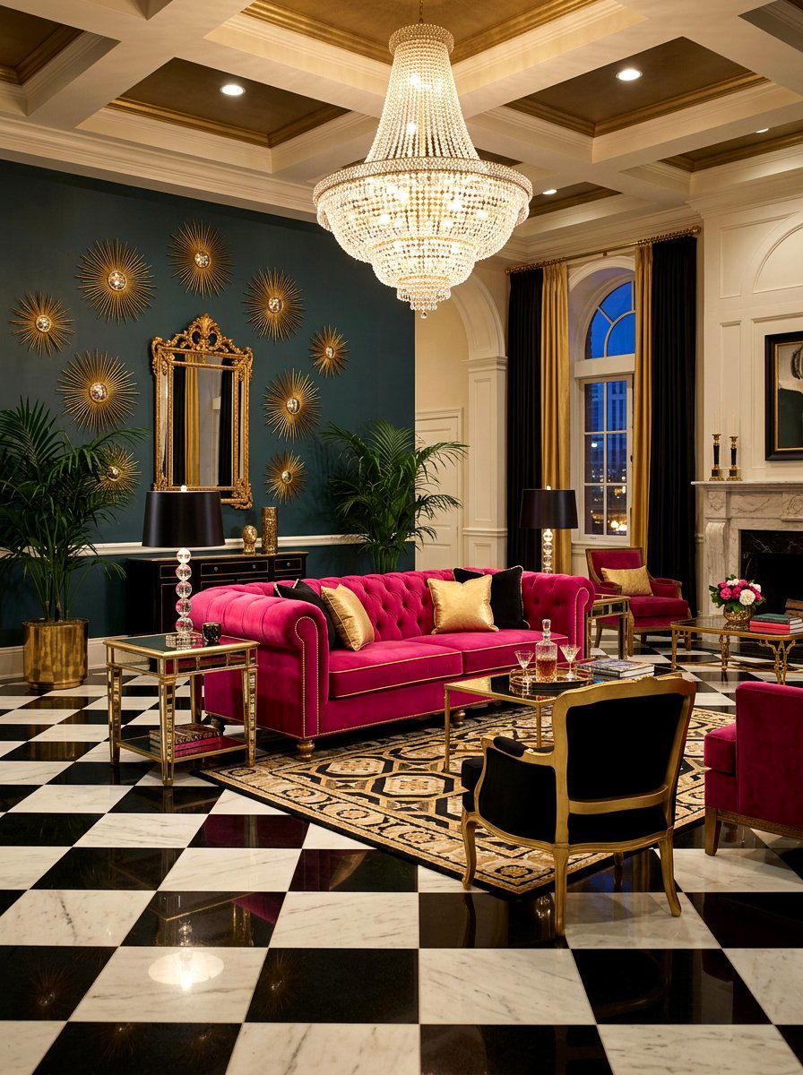 Hollywood regency hotel lobby - 30 hotel lobby living room ideas