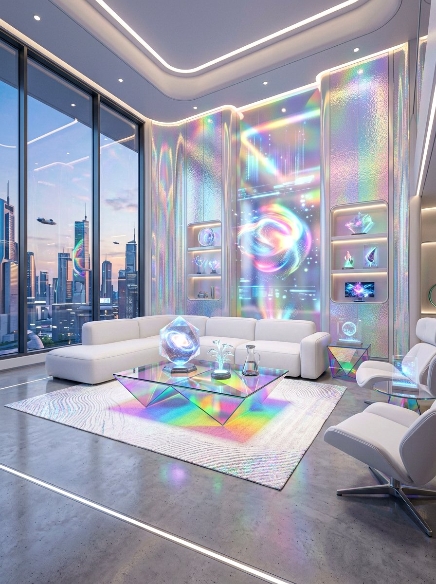 Holographic Living Room - 30 futuristic glam living room ideas