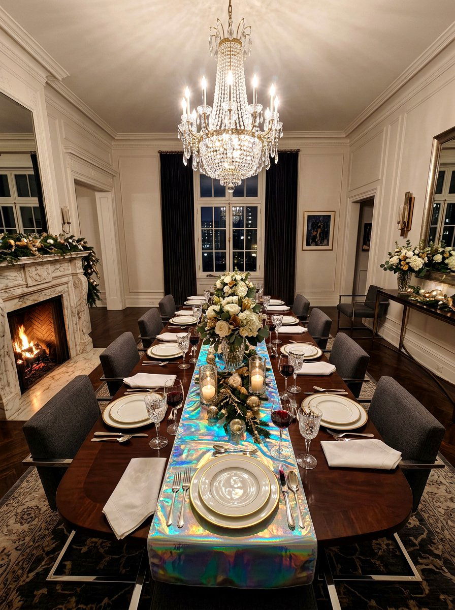 Holographic Table Runner - 30 holographic decor ideas