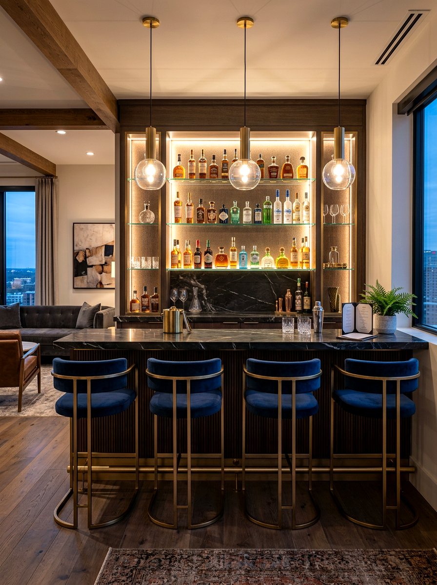 Home Bar Backshelf - 30 recessed shelf ideas