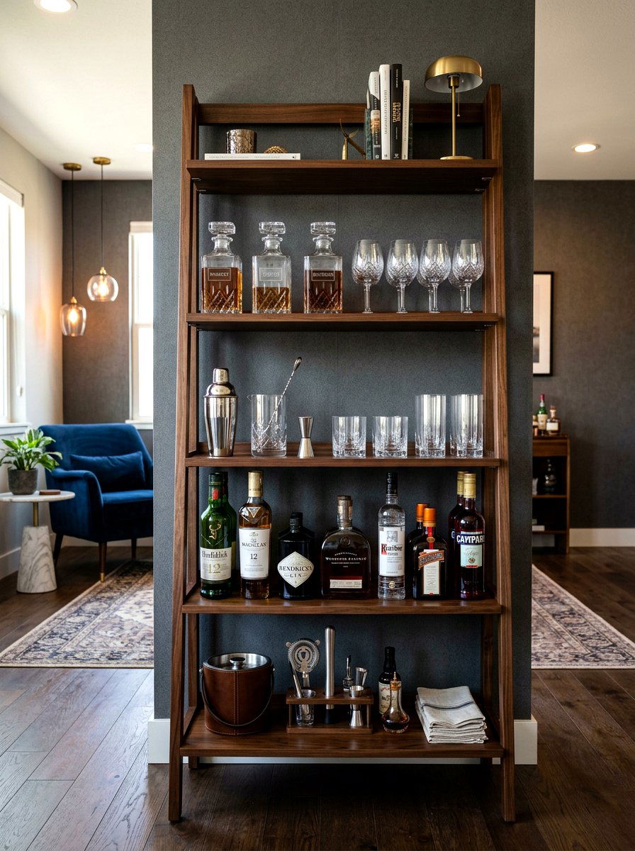 Home Bar Display - 30 ladder shelf styling ideas