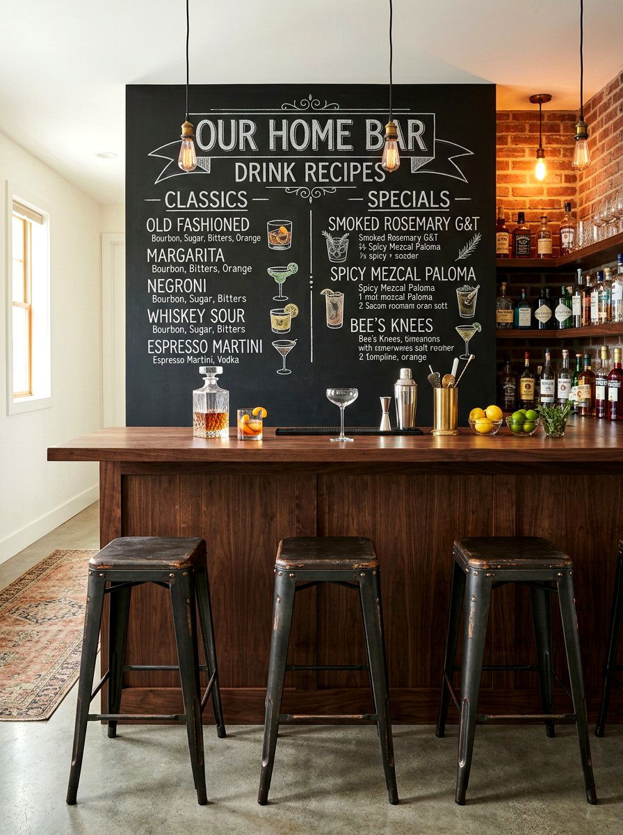 Home Bar Menu - 30 chalkboard wall ideas
