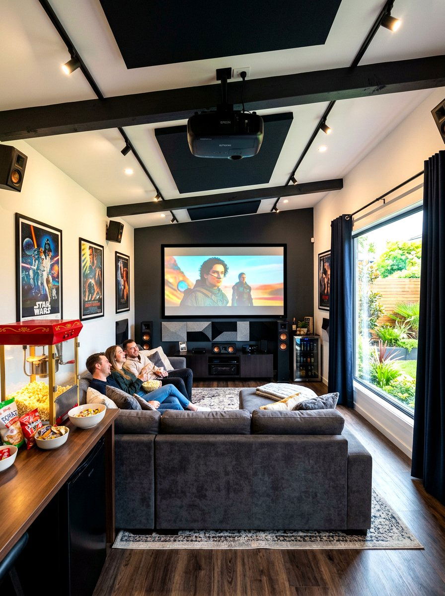 Home Cinema Shed - 30 she shed interior ideas