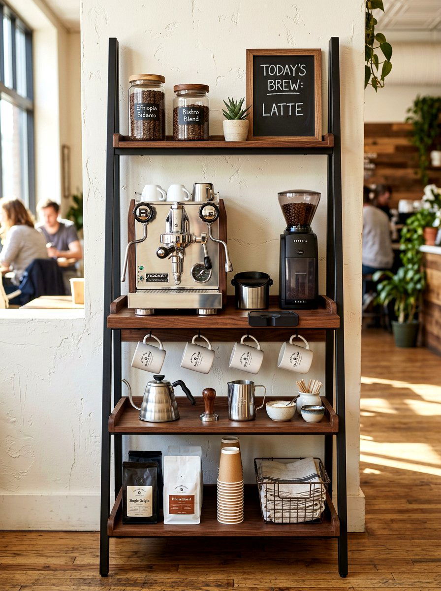 Home Coffee Station - 30 ladder shelf styling ideas