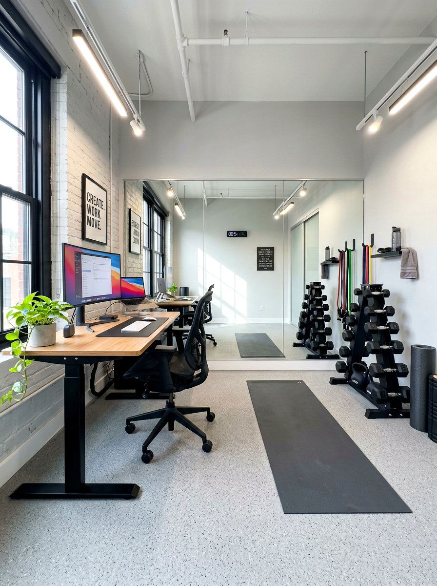 Home Gym Office - 30 flex room office ideas