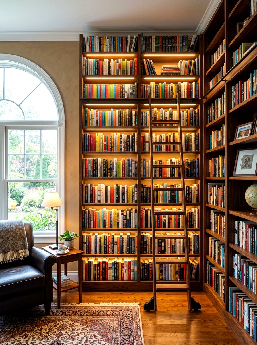 Home Library Ladder Shelf Lighting - 30 under shelf lighting ideas
