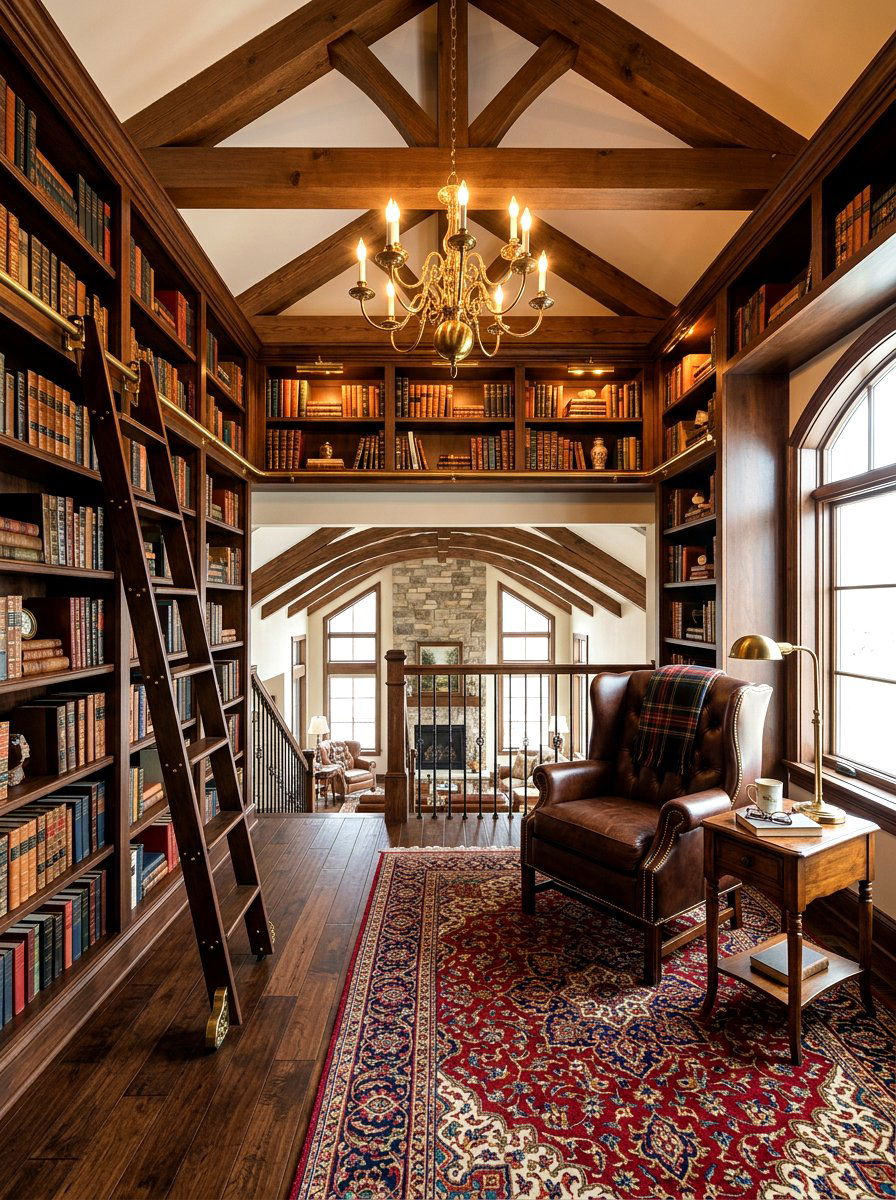 Home Library Loft - 30 upstairs loft ideas