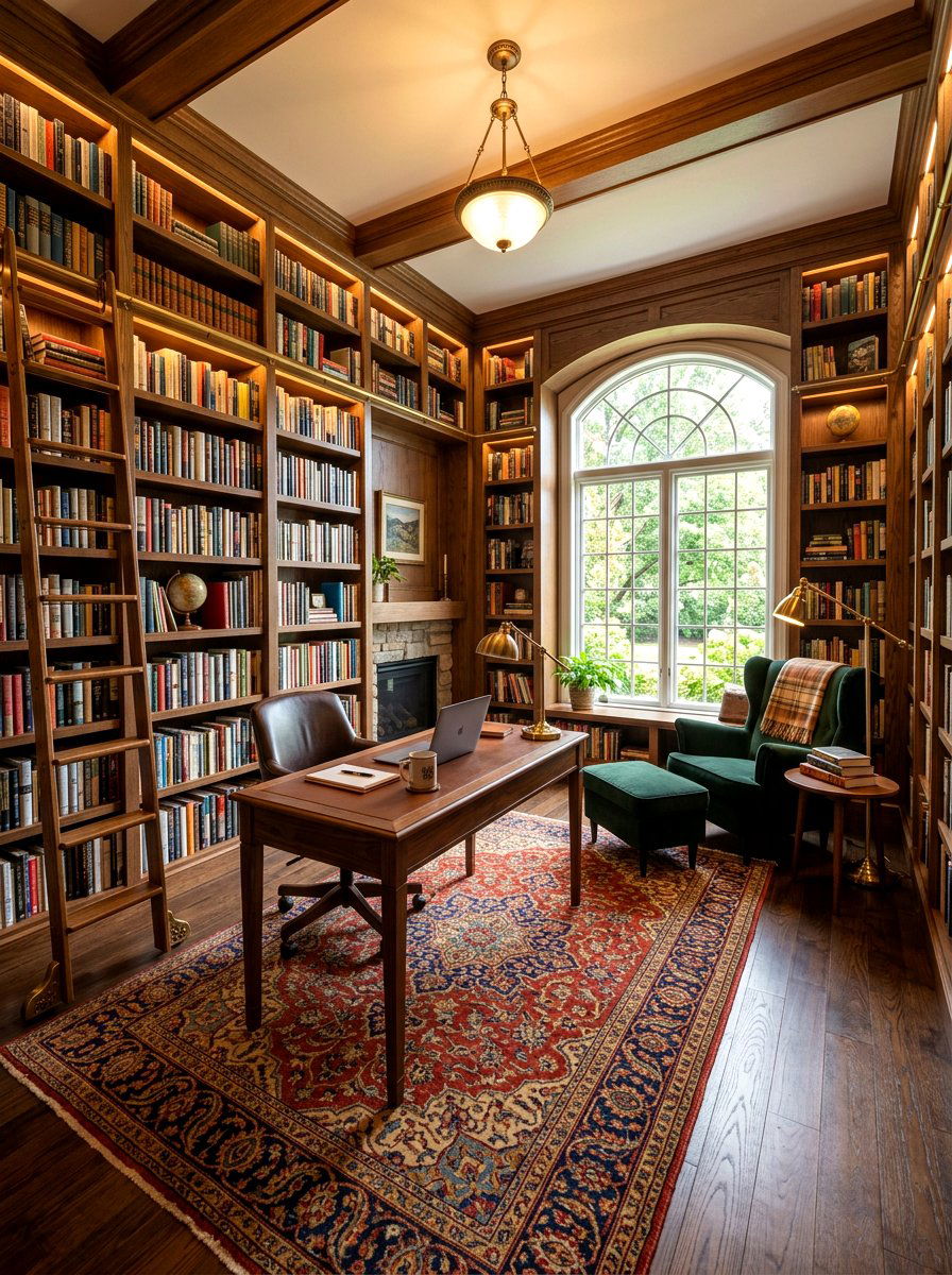 Home Library Office - 30 masculine office ideas