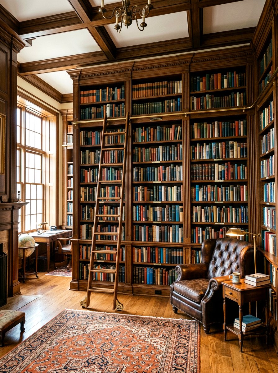 Home Library With Floor To Ceiling Bookshelf - 30 micro living ideas