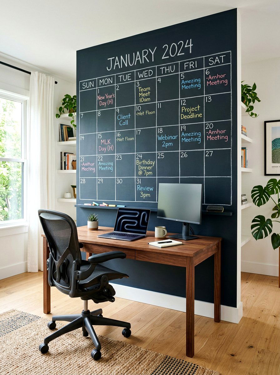 Home Office Calendar - 30 chalkboard wall ideas
