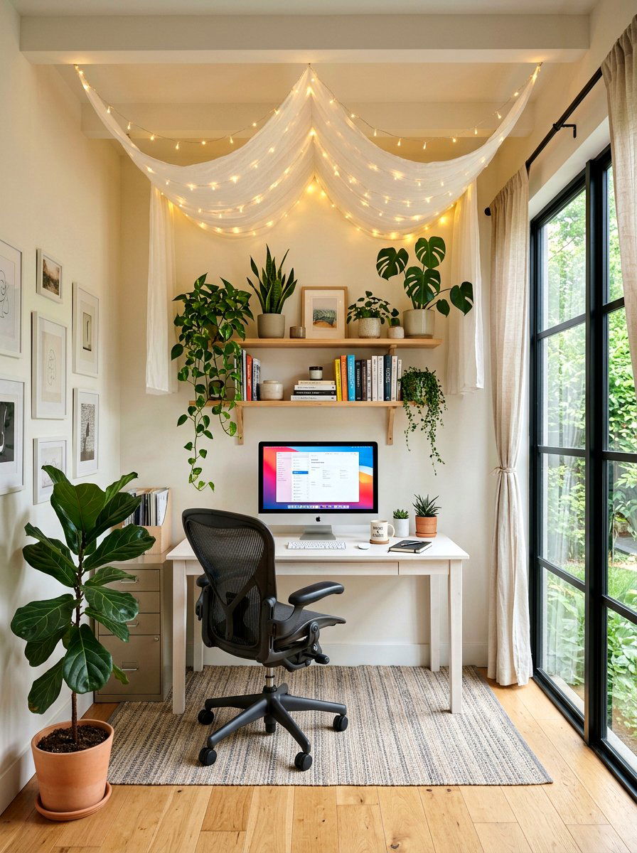 Home Office Ceiling Lights - 30 fairy light canopy ideas