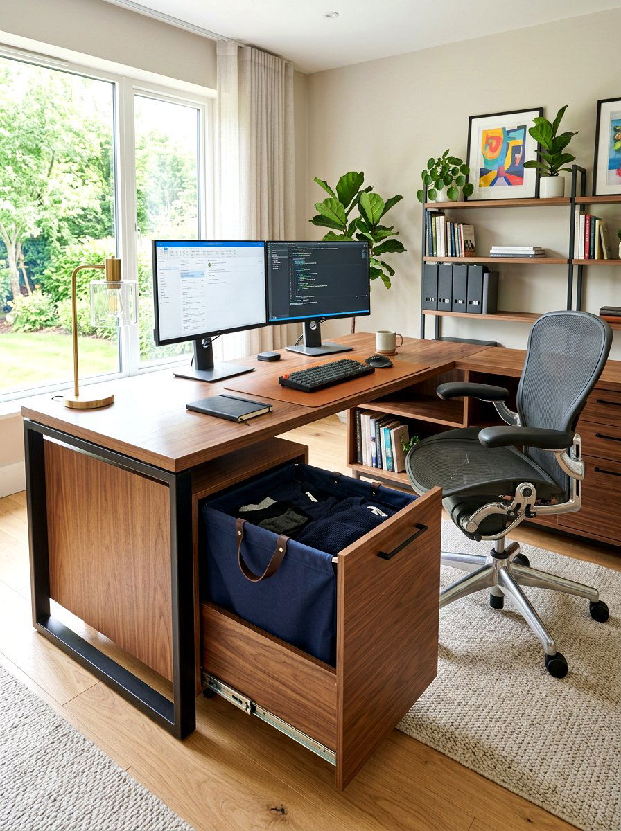 Home Office Desk Hamper - 30 hidden hamper apartment ideas