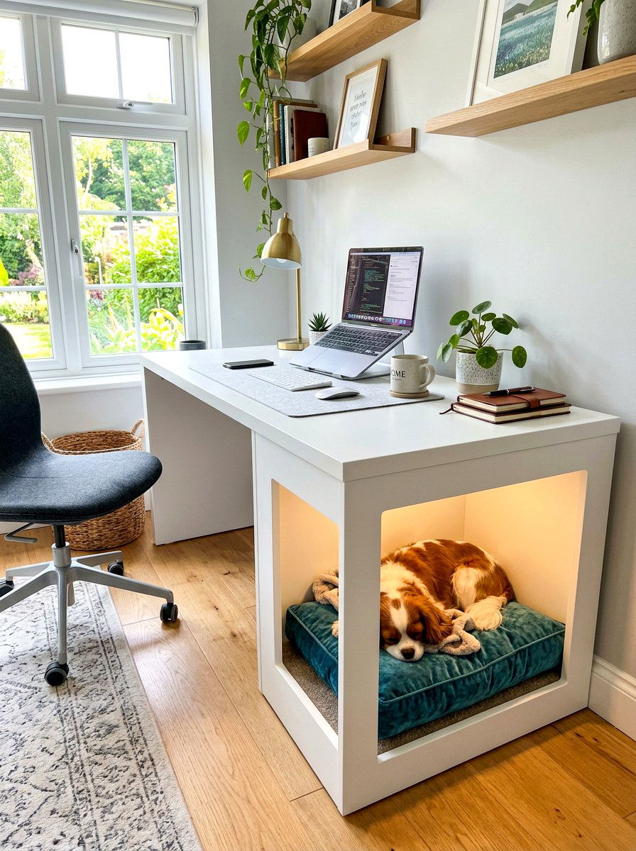 Home Office Desk Pet Den - 30 pet bed nook ideas