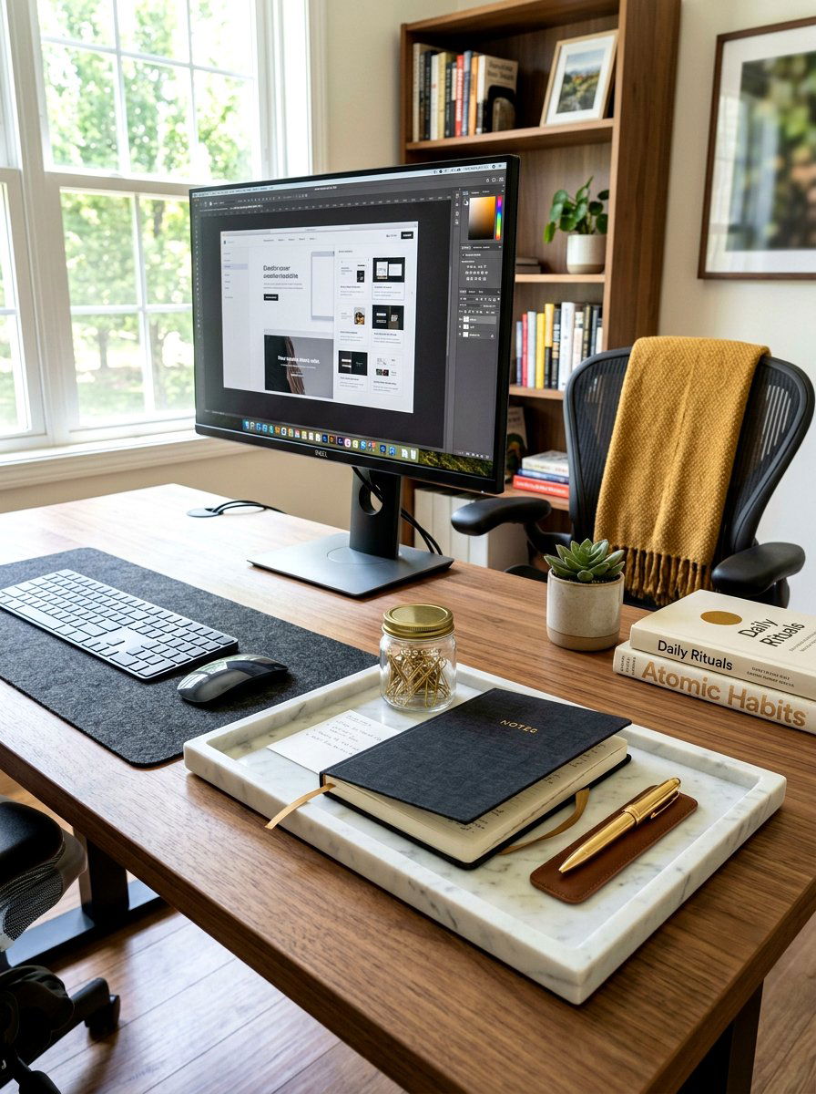 Home Office Desk Tray - 30 marble tray styling ideas