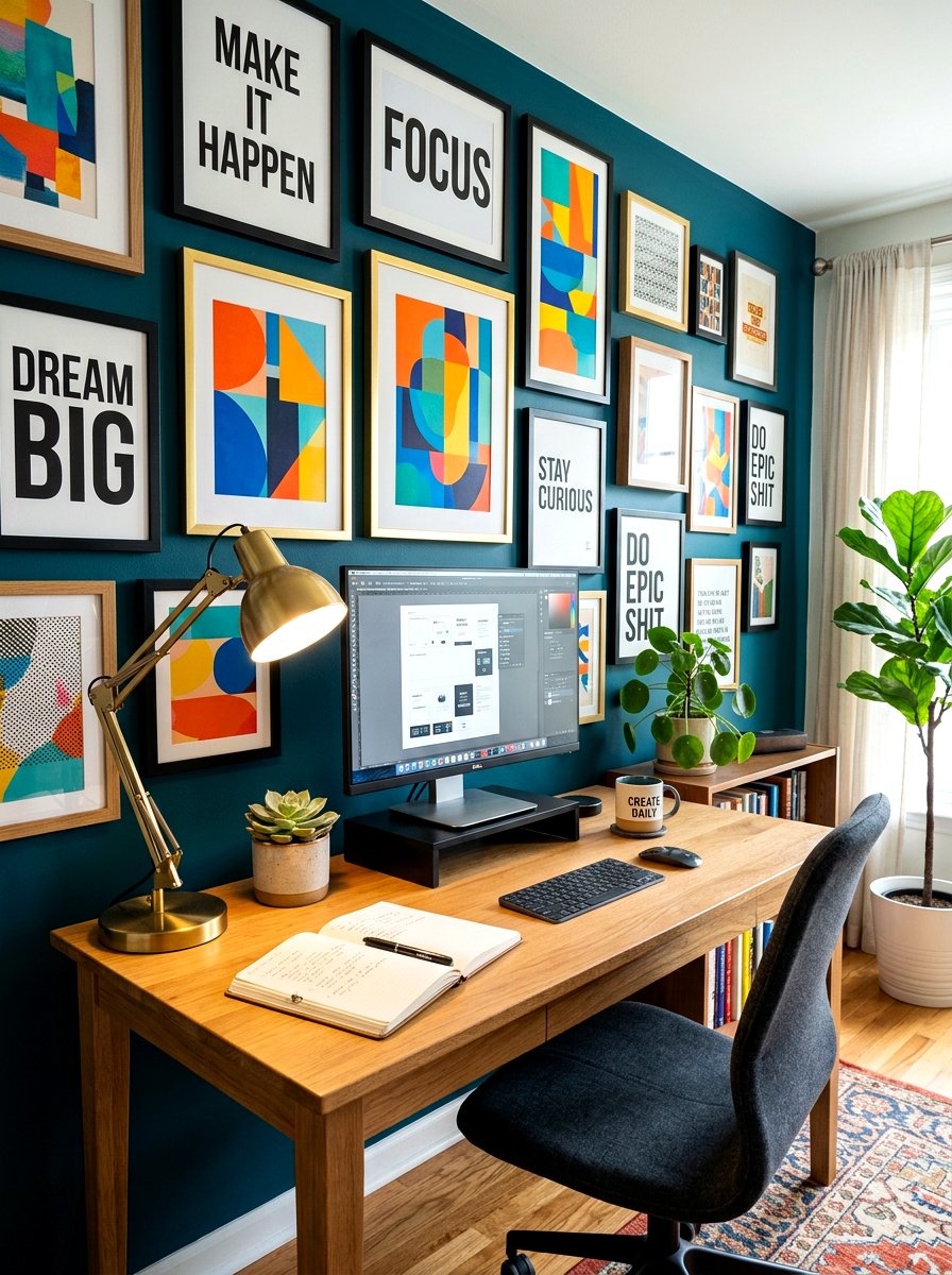 Home Office Gallery - 30 bold colorful gallery wall ideas
