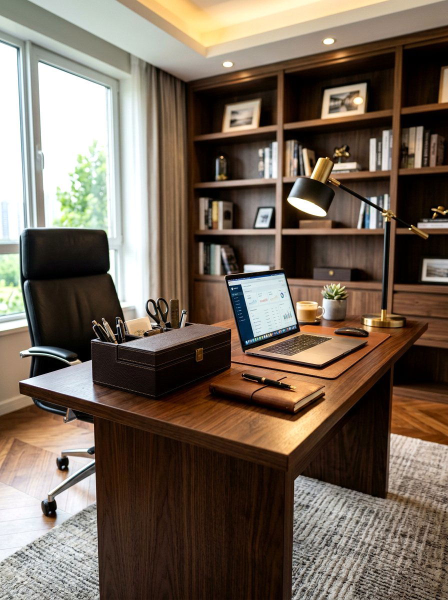 Home Office Leather Box - 30 decorative box styling ideas