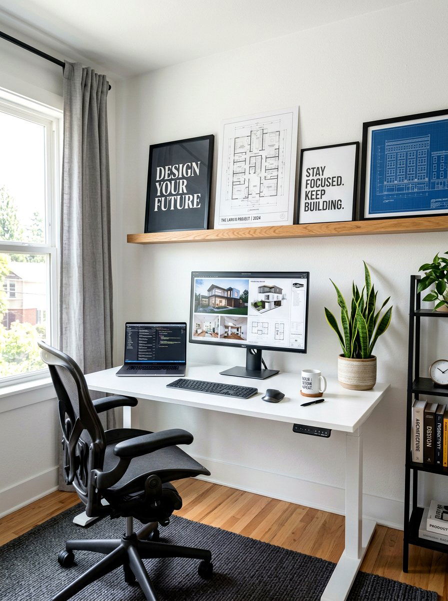 Home Office Ledge - 30 gallery ledge wall ideas