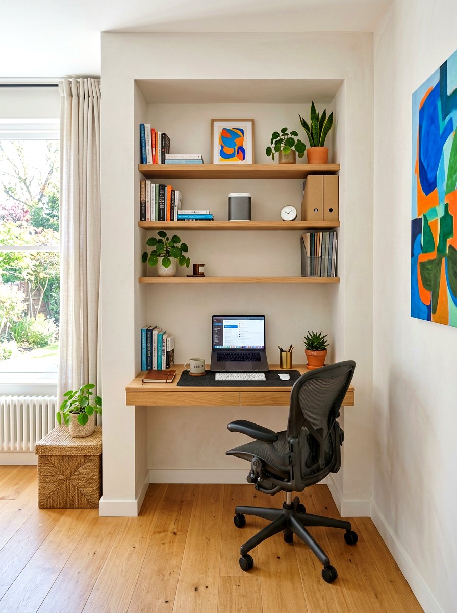 Home Office Niche - 30 plaster wall niche ideas