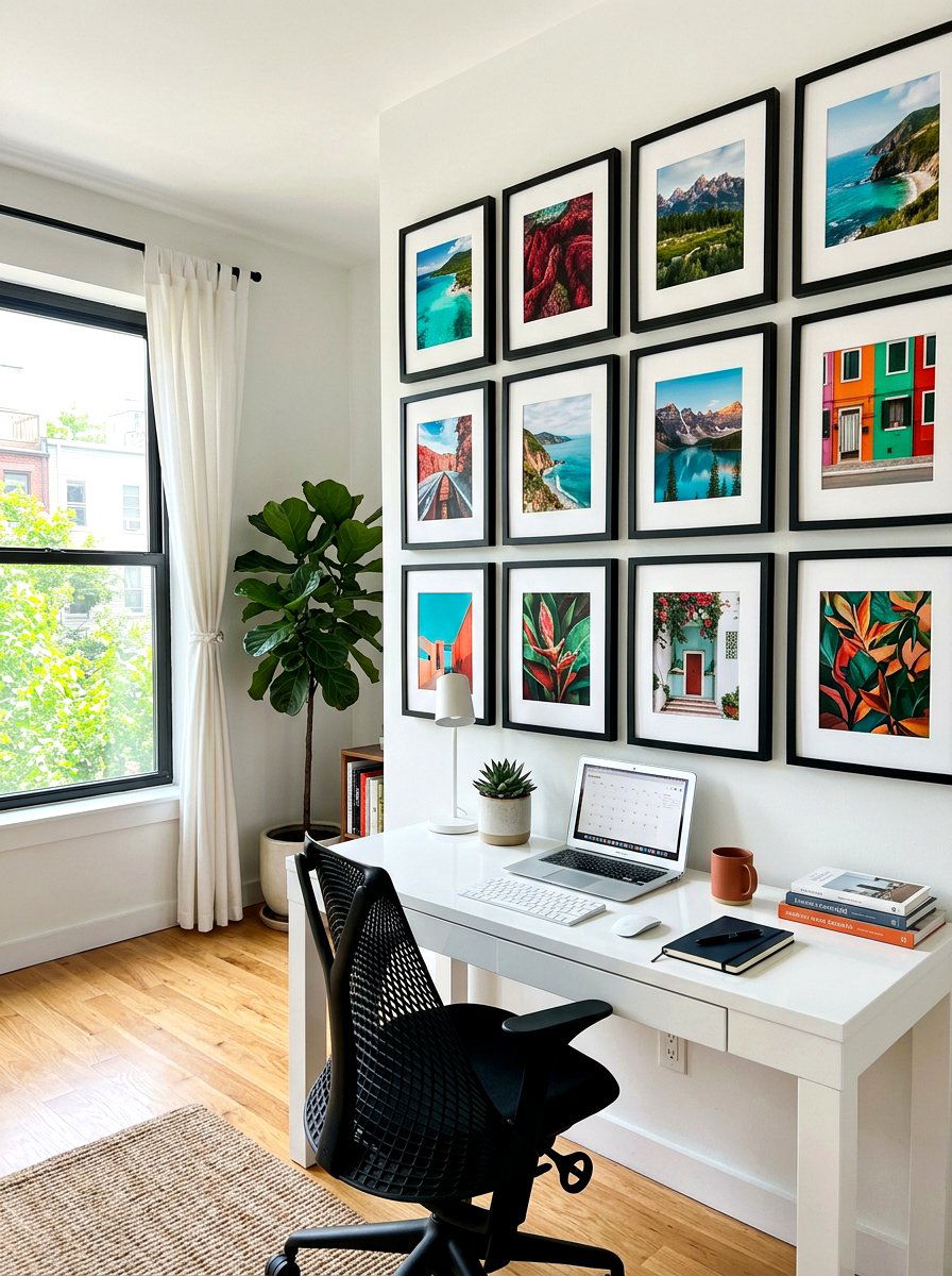 Home Office Photo Wall - 30 family photo wall ideas