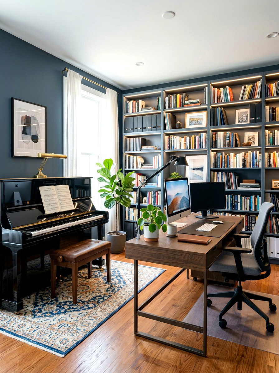 Home Office Piano - 30 piano room ideas