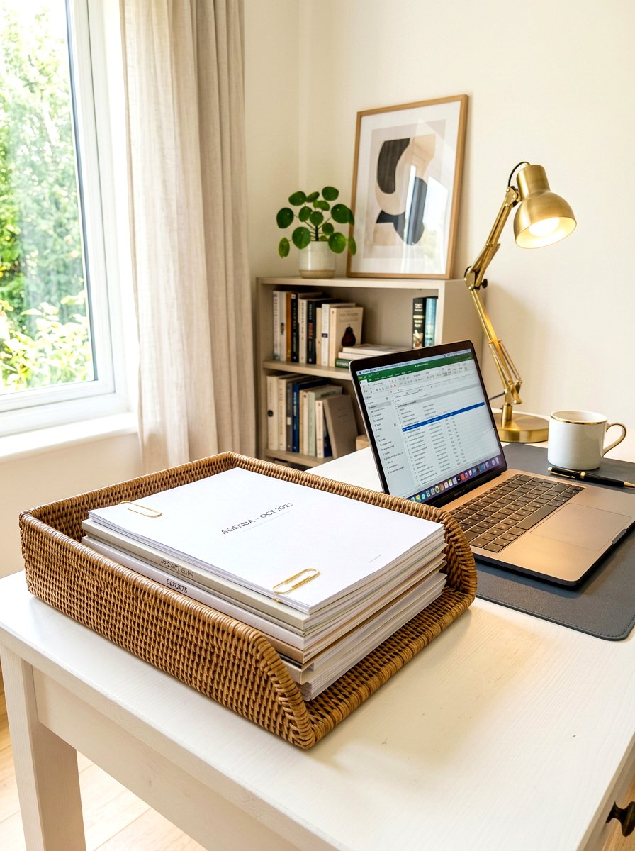 Home Office Wicker Paper Tray - 30 woven tray decor ideas