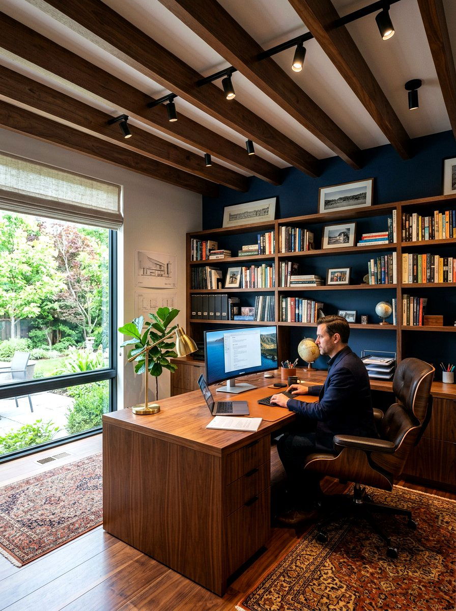 Home Office Wood Beam Layout - 30 wood beam ceiling ideas