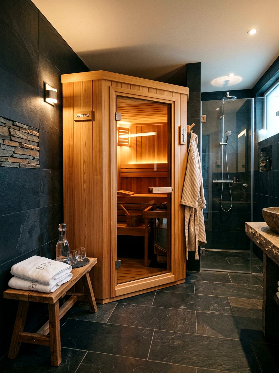 Home Sauna Corner - 30 wellness nook ideas