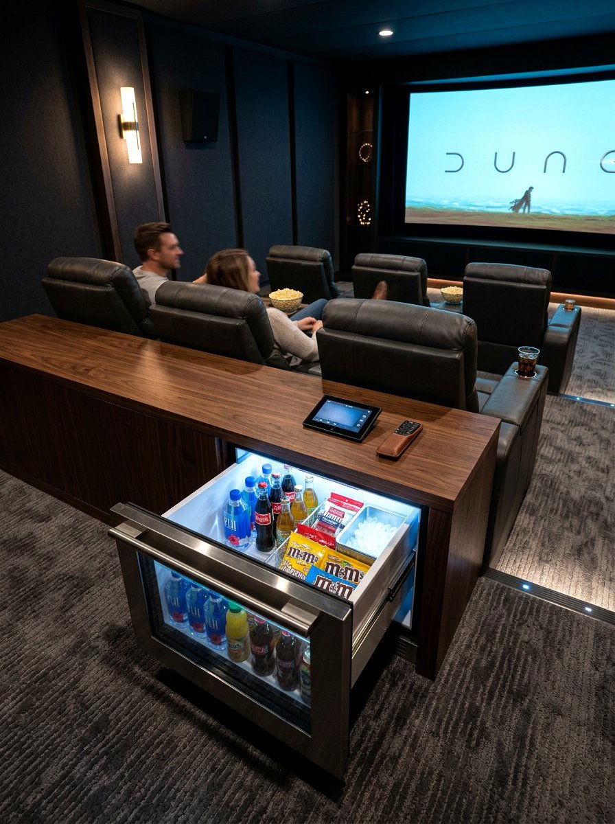 Home Theater Snack Cooler - 30 beverage drawer ideas