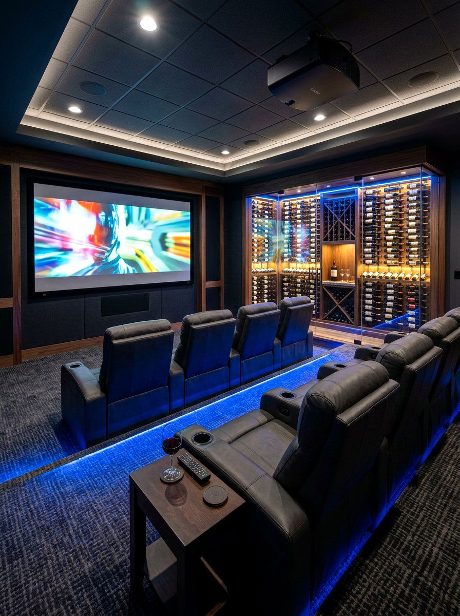 Home Theater Wine Room - 30 basement wine room ideas