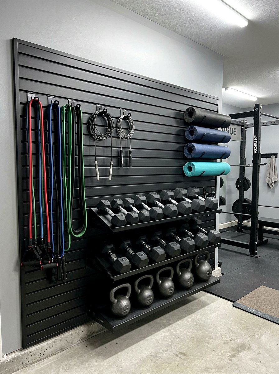 30 Garage Slatwall Ideas For Flexible Storage and Easy Styling