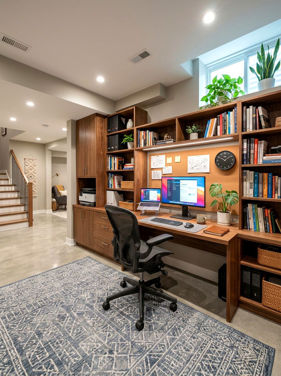 Home office wall - 30 basement storage wall ideas