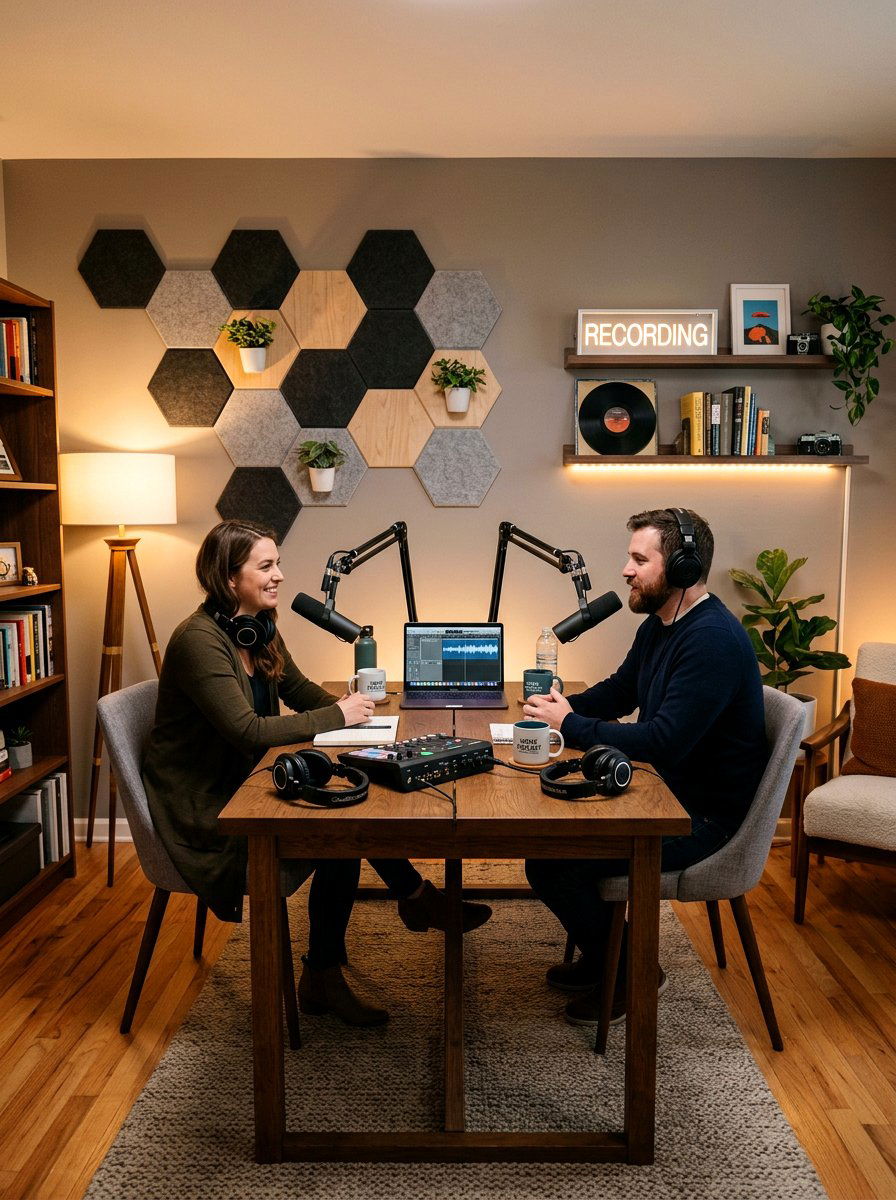 Home podcast space - 30 feminine home studio ideas