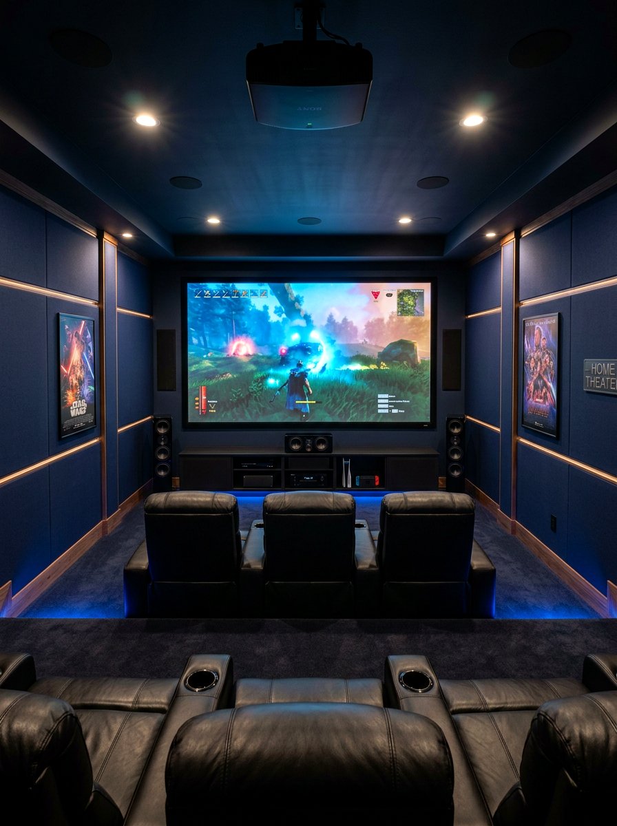 Home theater game room - 30 basement game room ideas