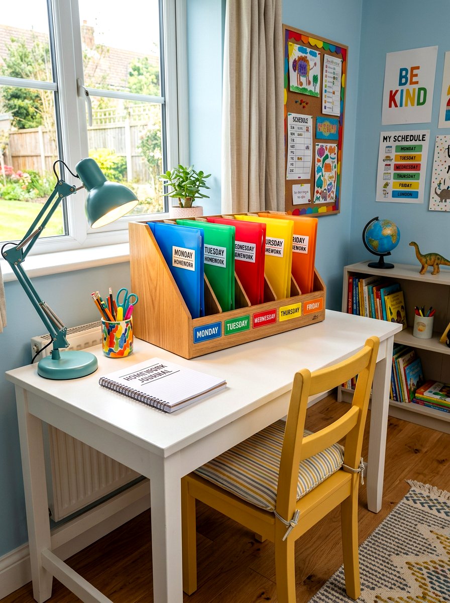 Homework Folder Station - 30 school paper organization ideas