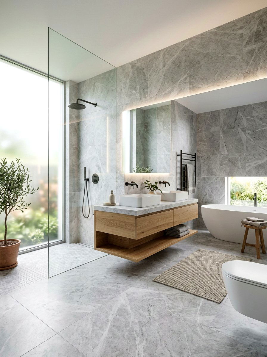 Honed Finish Marble Bathroom - 30 marble bathroom ideas