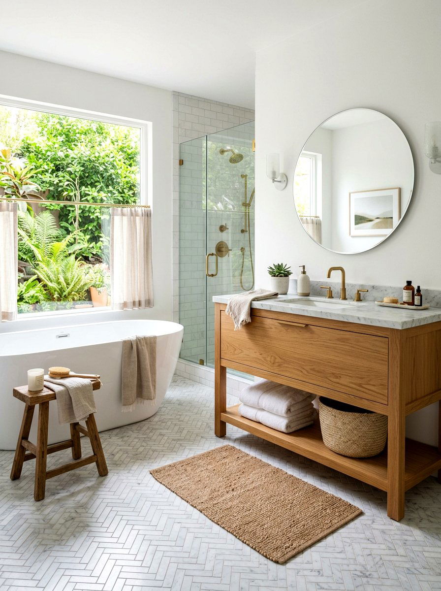 Honed Marble Tile - 30 mosaic marble bathroom ideas
