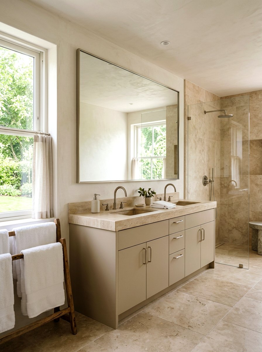 Honed travertine bathroom - 30 travertine vanity bathroom ideas