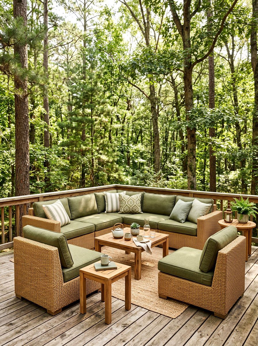 Honey Toned Modular Wicker - 30 all weather wicker patio ideas