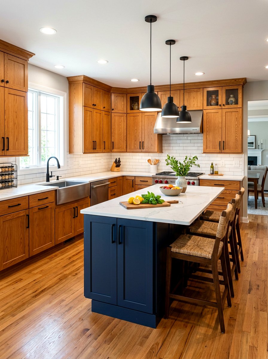 Honey oak kitchen cabinets - 30 oak kitchen cabinet ideas