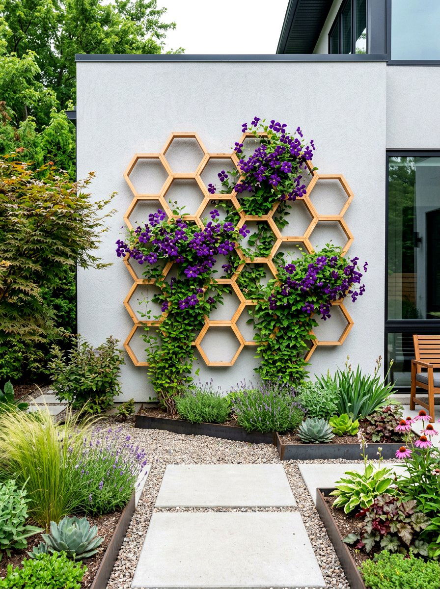 Honeycomb garden trellis - 30 clematis trellis ideas
