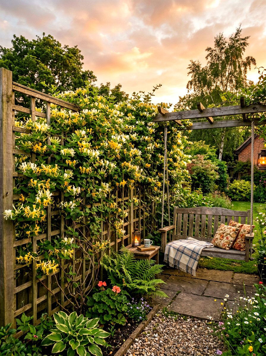 Honeysuckle Vine Fence - 30 evening fragrance garden ideas