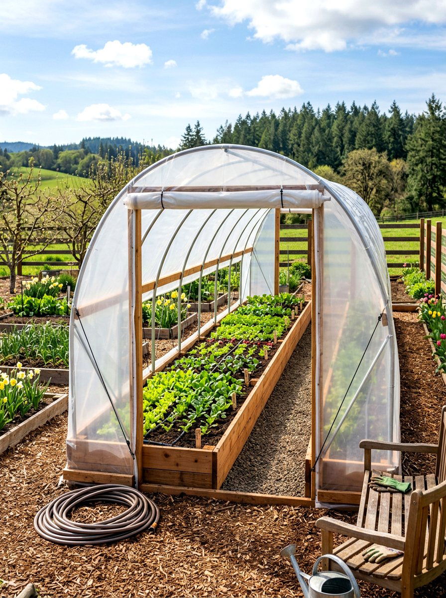 Hoop House Garden Cover - 30 raised bed fence ideas